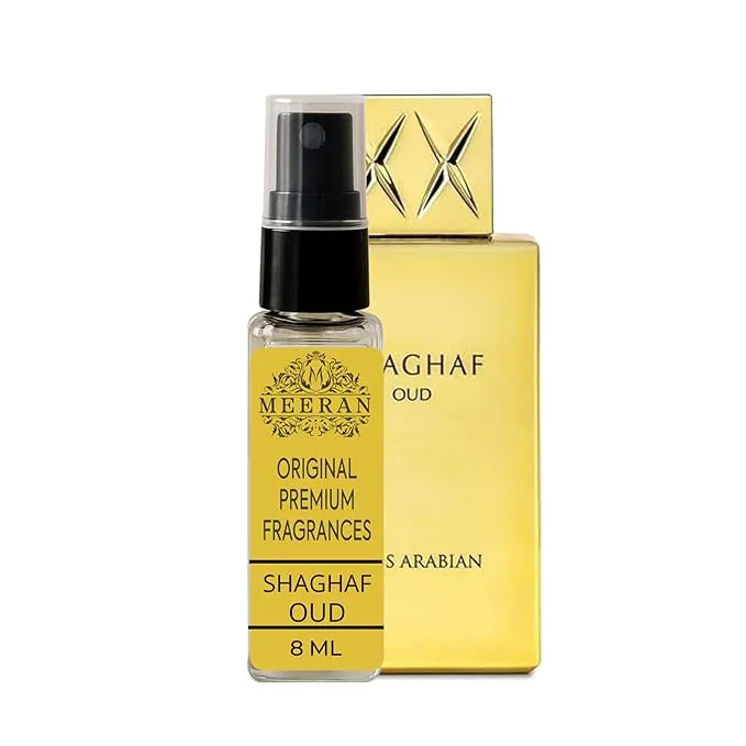 Swiss Arabian Shaghaf Oud (8ML) - Decented From Original Bottle -EDP Spray for Unisex -Sensual and Mouthwatering Noir Oud Wood Fragrance - Long Lasting Personal Fragrance, Cologne.