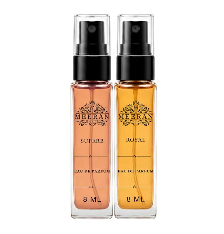 SUPERB & ROYAL Perfume Gift Set for Men & Women (8ML Each) | Long Lasting Luxury Eau De Parfum Duo Pack | 30% Oil Concentration | Pocket Perfume Travel Size Fragrance Set