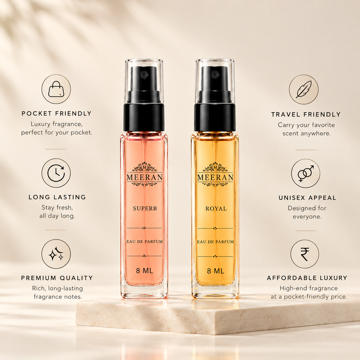 SUPERB & ROYAL Perfume Gift Set for Men & Women (8ML Each) | Long Lasting Luxury Eau De Parfum Duo Pack | 30% Oil Concentration | Pocket Perfume Travel Size Fragrance Set