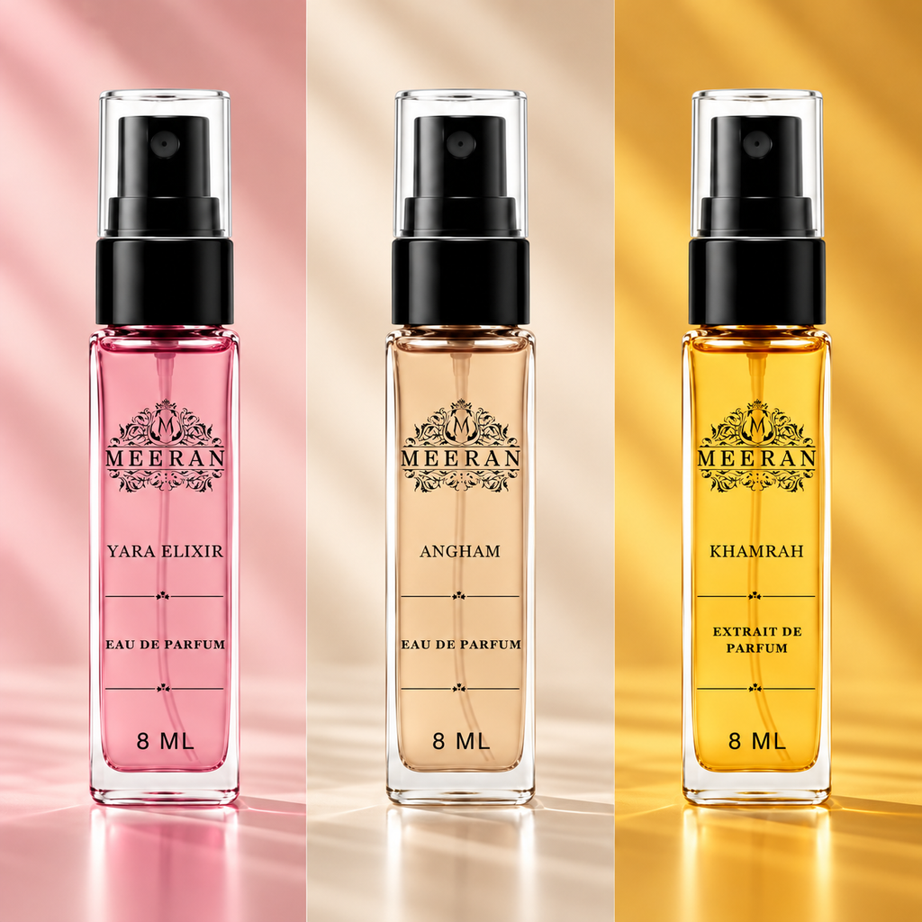 Yara Elixir, Angham & Khamrah (8 ml×3) | Long Lasting Fragrance Gift Set For Women | Travel Perfum | Mini Perfume Set For Women | Luxury Perfume Trio