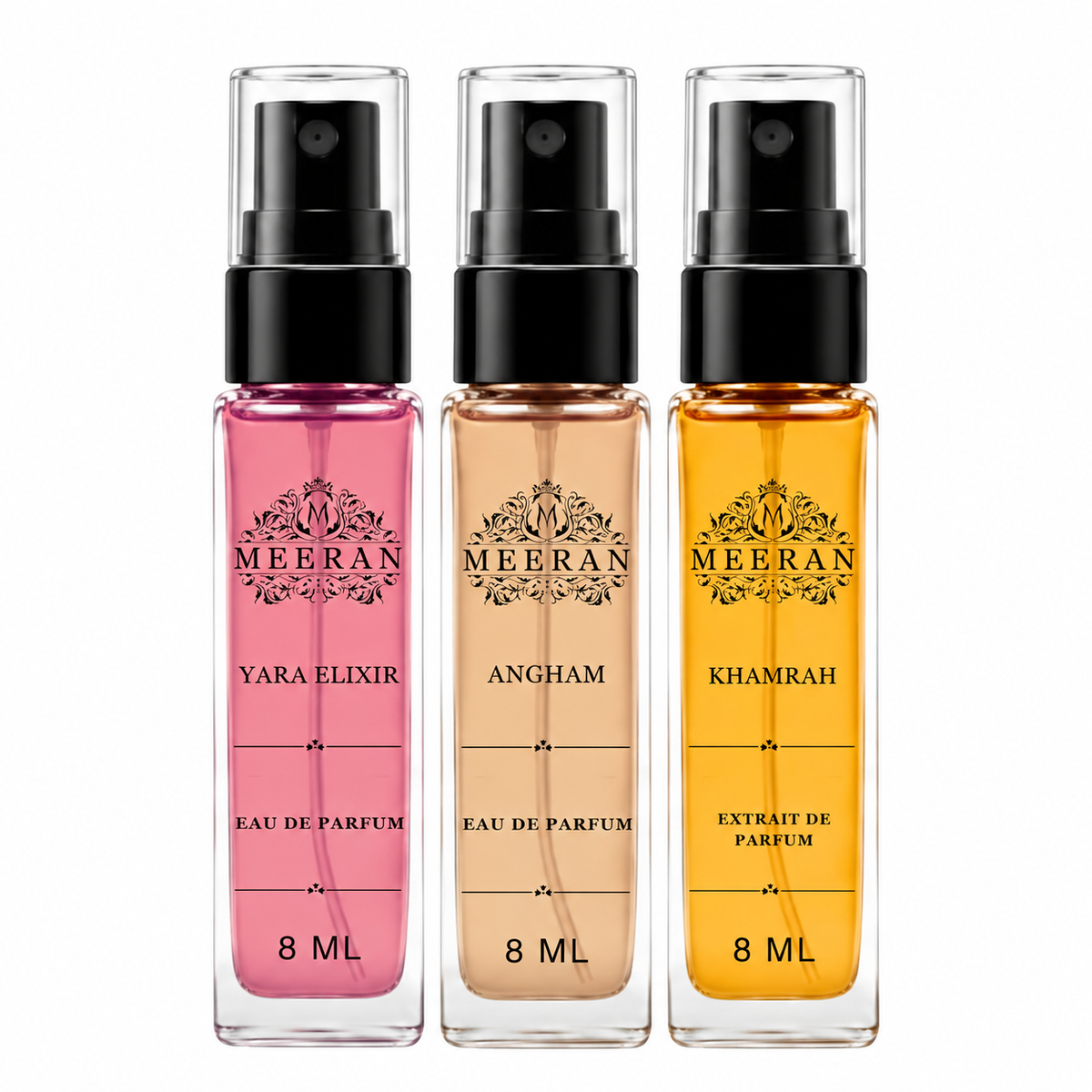 Yara Elixir, Angham & Khamrah (8 ml×3) | Long Lasting Fragrance Gift Set For Women | Travel Perfum | Mini Perfume Set For Women | Luxury Perfume Trio
