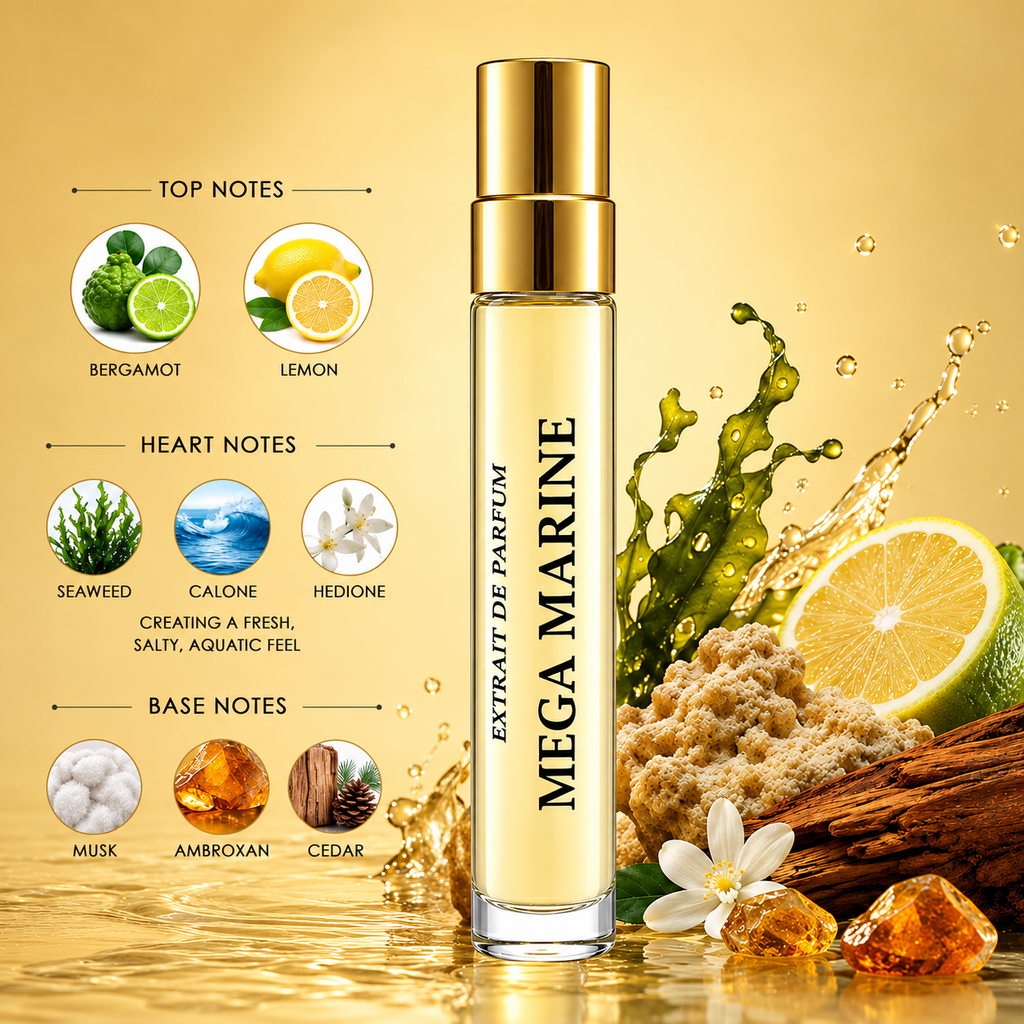 Mega Marine 10ML Extrait de Parfum | Fresh Aquatic & Citrus Unisex Perfume