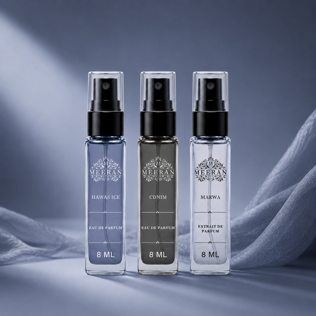 Hawas Ice, CDNIM & Marwa Perfume Trio Pack (8ML Each) | Long Lasting Luxury Pocket Perfume Set for Men | Travel Size Eau De Parfum Mini Fragrance Trio pack