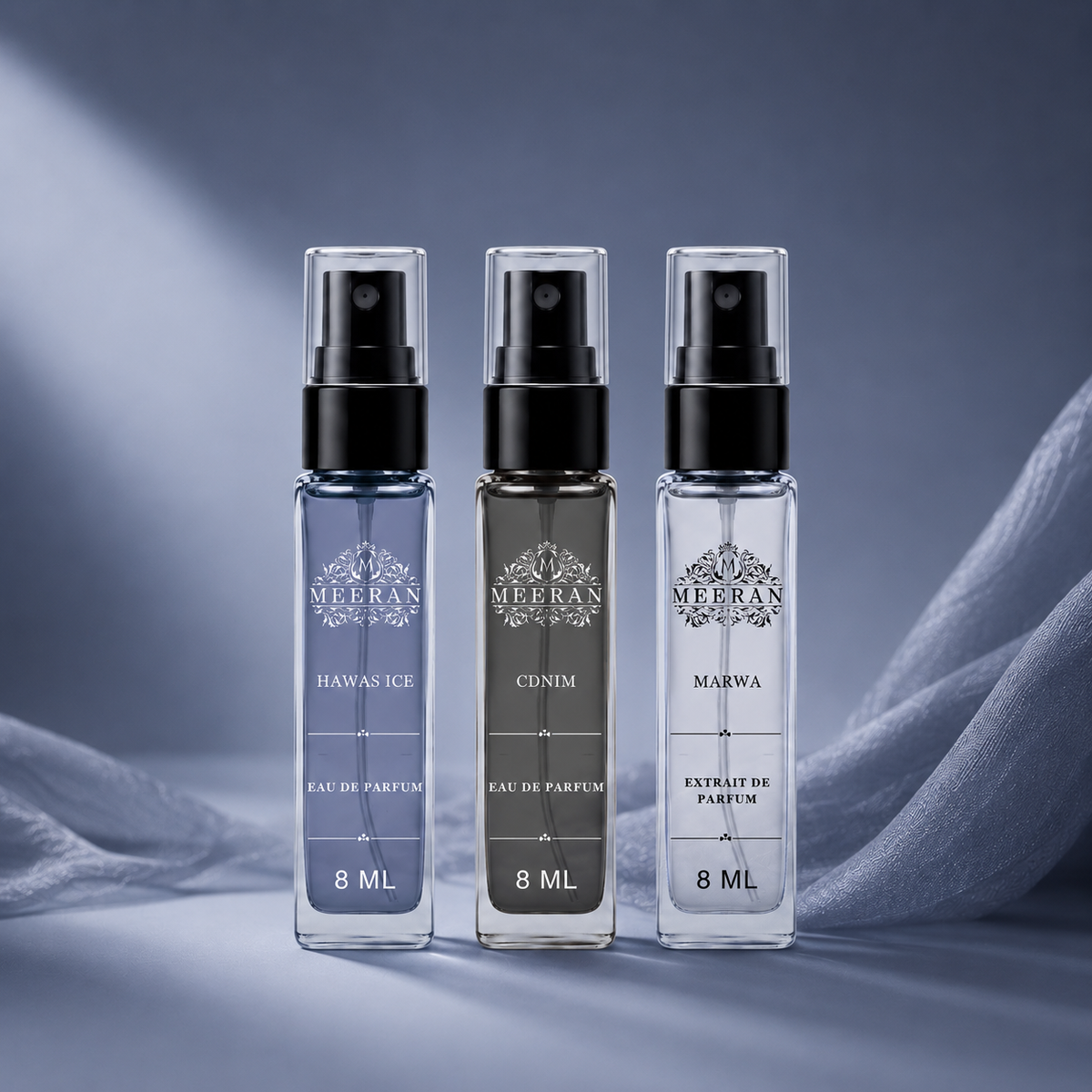 Hawas Ice, CDNIM & Marwa Perfume Trio Pack (8ML Each) | Long Lasting Luxury Pocket Perfume Set for Men | Travel Size Eau De Parfum Mini Fragrance Trio pack