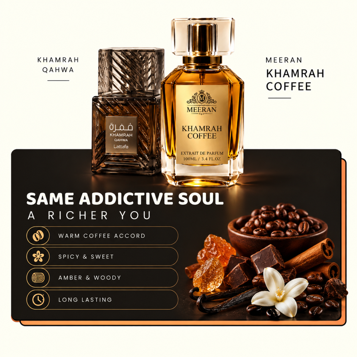 Meeran KHAMRA COFFEE Perfume – Warm Coffee & Spicy Extrait De Parfum