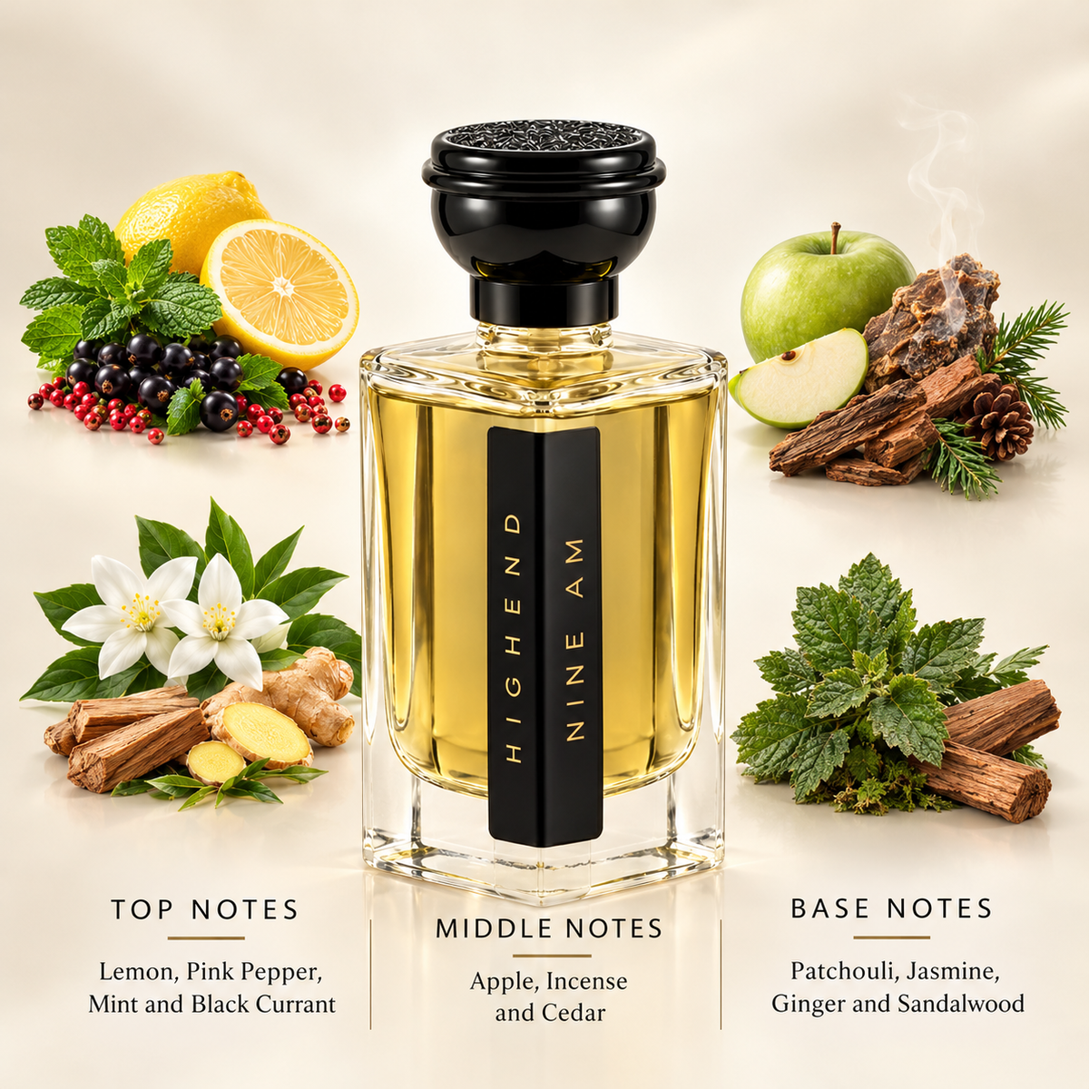 HIGHEND Nine Am Eau de Parfum for Men, 100ml | Fresh Citrus, Mint & Woody Fragrance