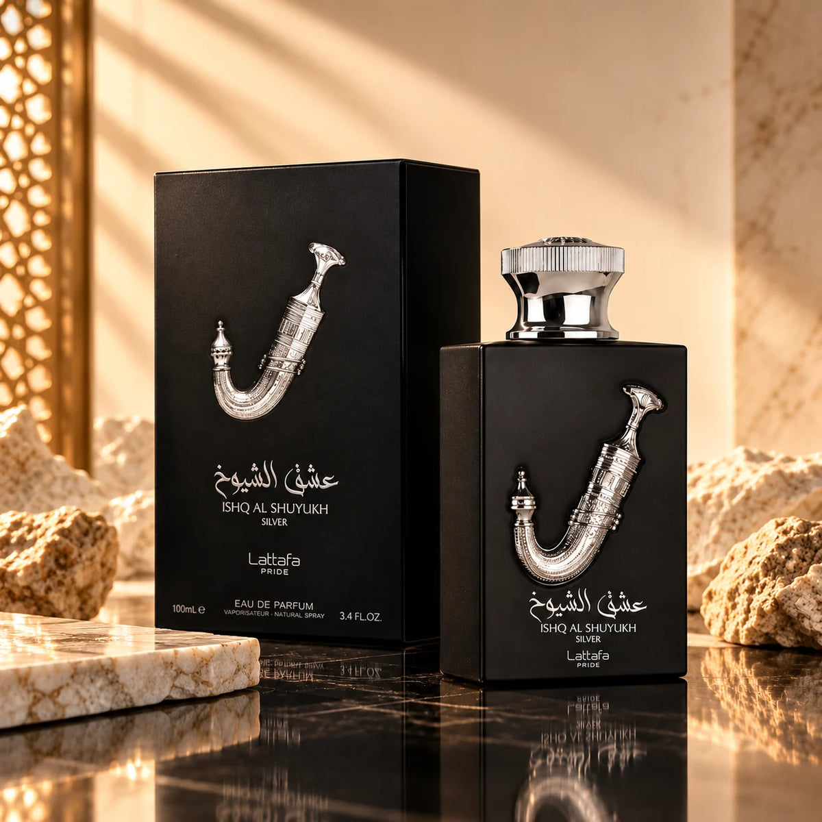 Ishq Al Shuyukh Silver by Lattafa – Eau de Parfum 100ml