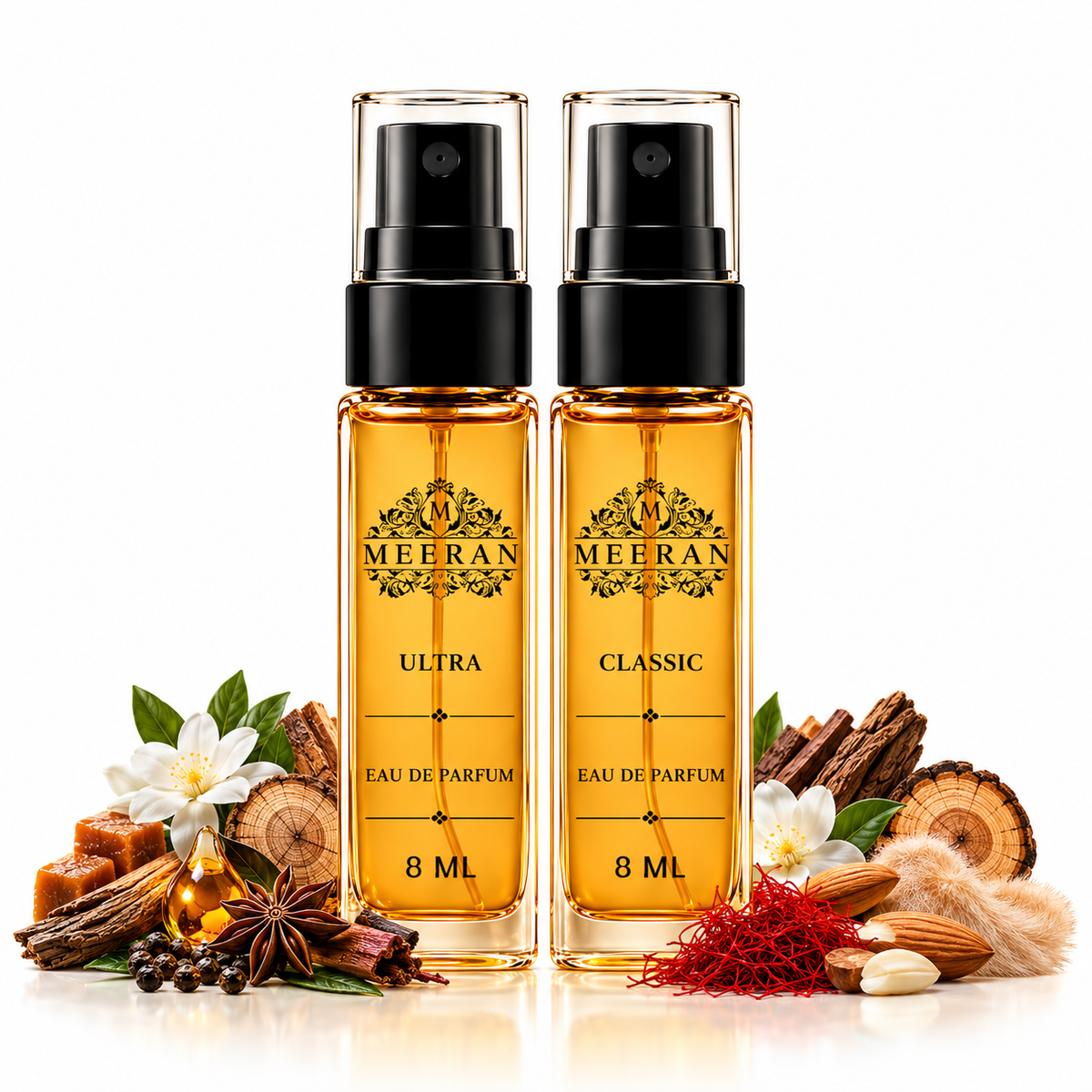 ULTRA & CLASSIC Perfume Combo Set (8ML x 2) | Long Lasting Luxury Eau De Parfum for Men & Women | Pocket Perfume Travel Size Fragrance Collection | 30% Oil Concentration