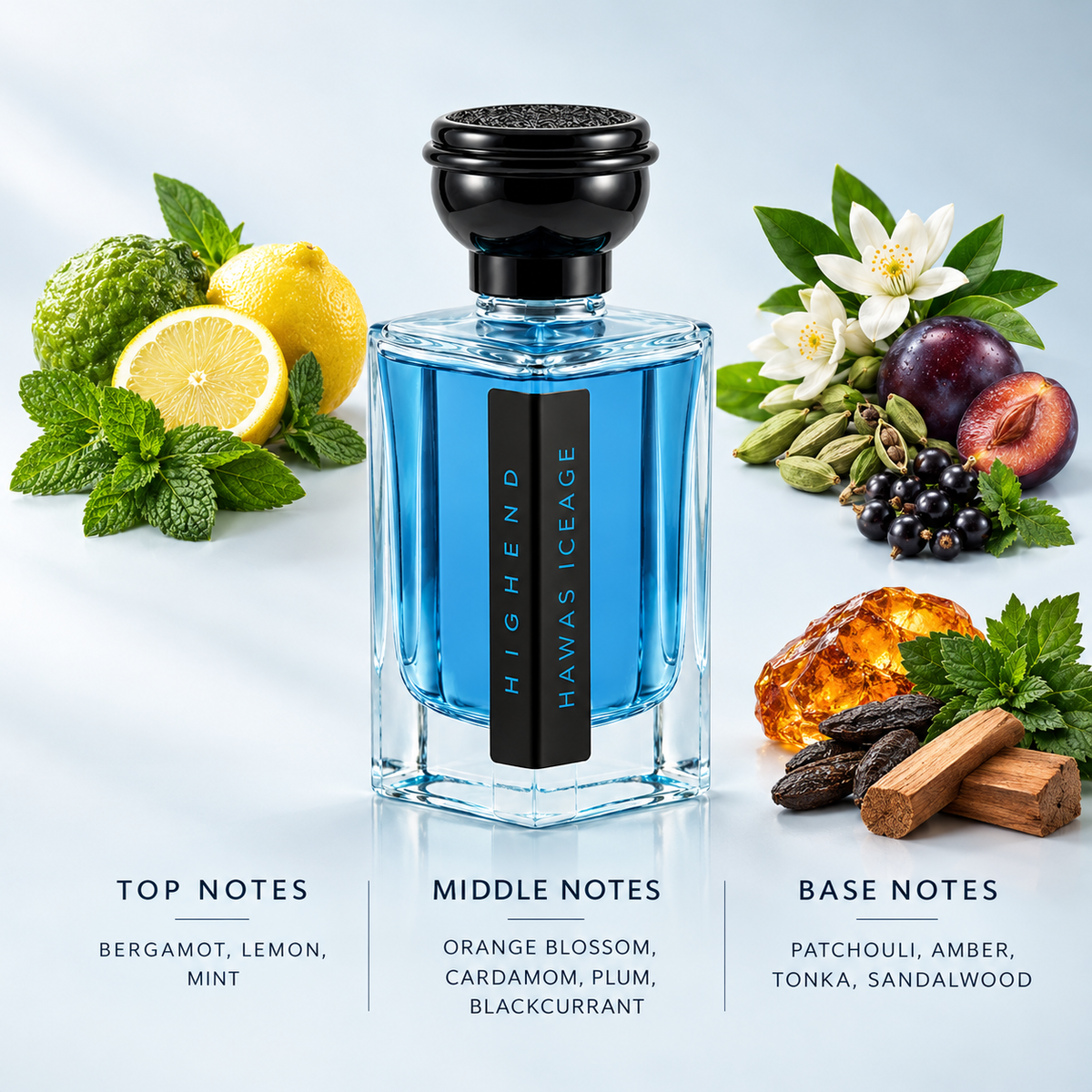 HIGHEND Hawas Iceage | for Men | Fresh Citrus, Mint & Woody Fragrance