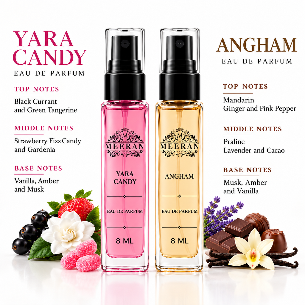 Yara Candy & Angham (2×8ml) | Perfume Combo Gift For Women  | Premium Long Lasting Fragrance |  Mini Travel Perfume