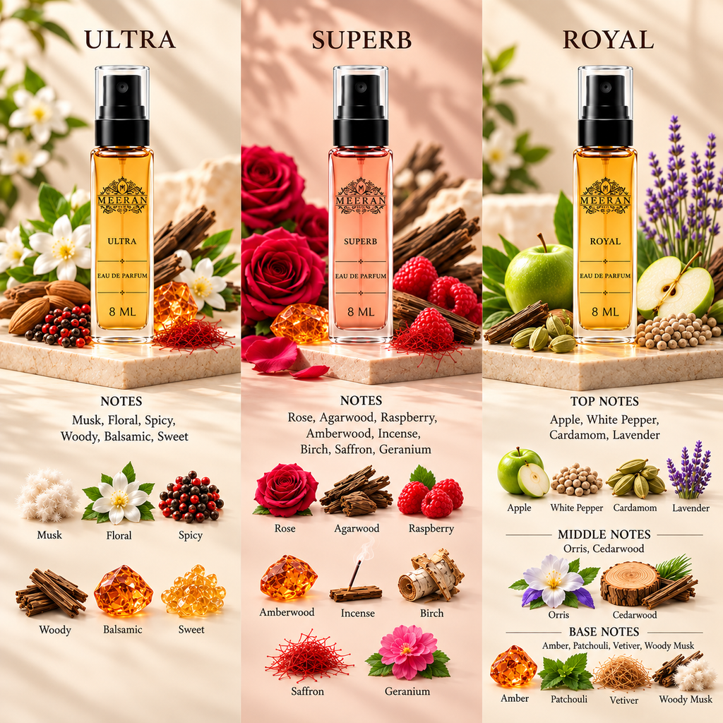 Royal, Ultra & Superb 8ml Each Bottle Combo Perfume
