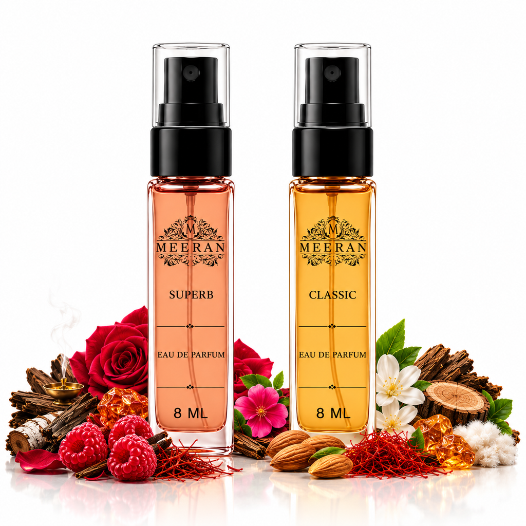 SUPERB & CLASSIC Perfume Gift Set for Men & Women (8ML Each) | Long Lasting Luxury Eau De Parfum Duo Pack | 30% Oil Concentration | Pocket Perfume Travel Size Fragrance Set