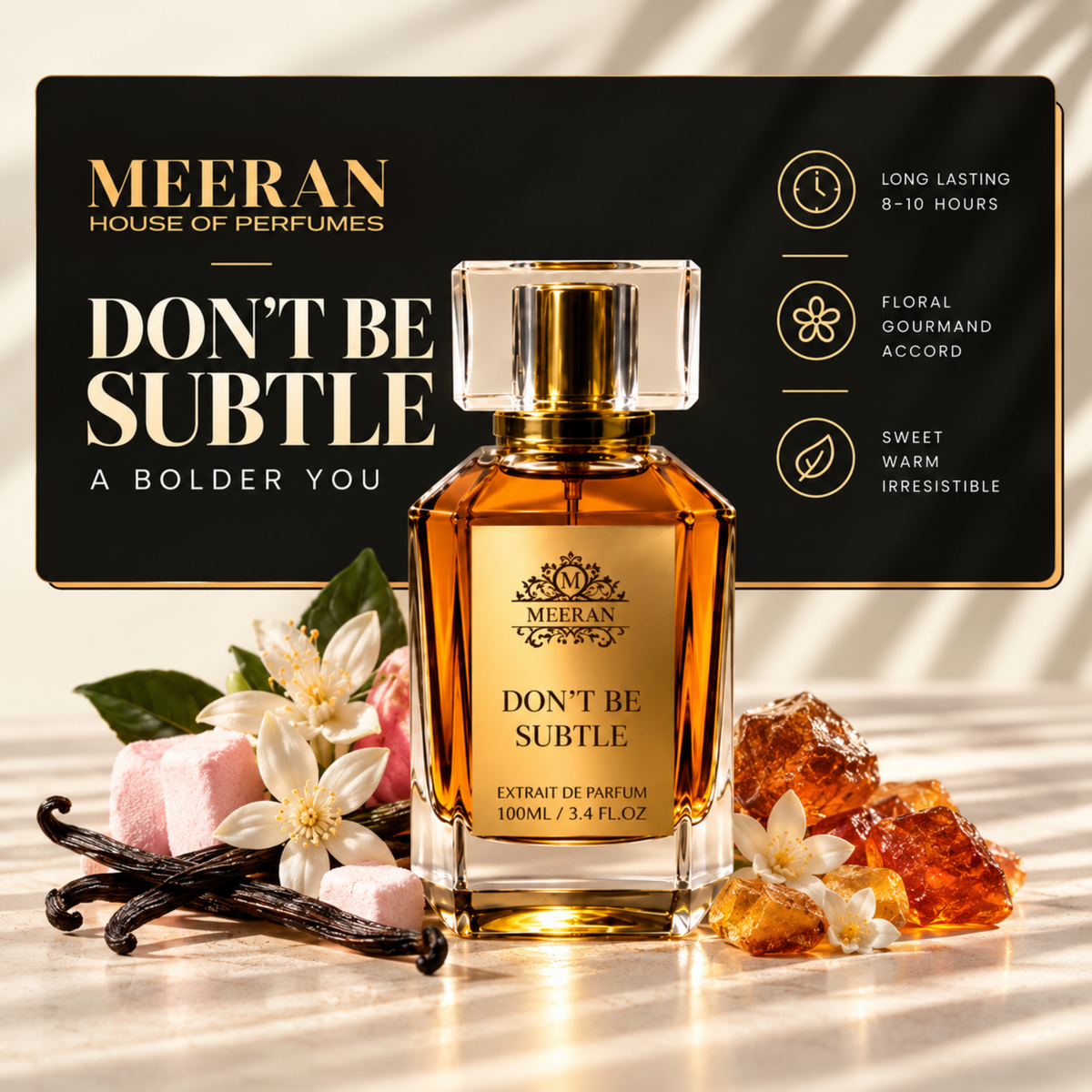 Meeran Dont Be Subtle Extrait De Parfum – Bold, Long Lasting Luxury Fragrance