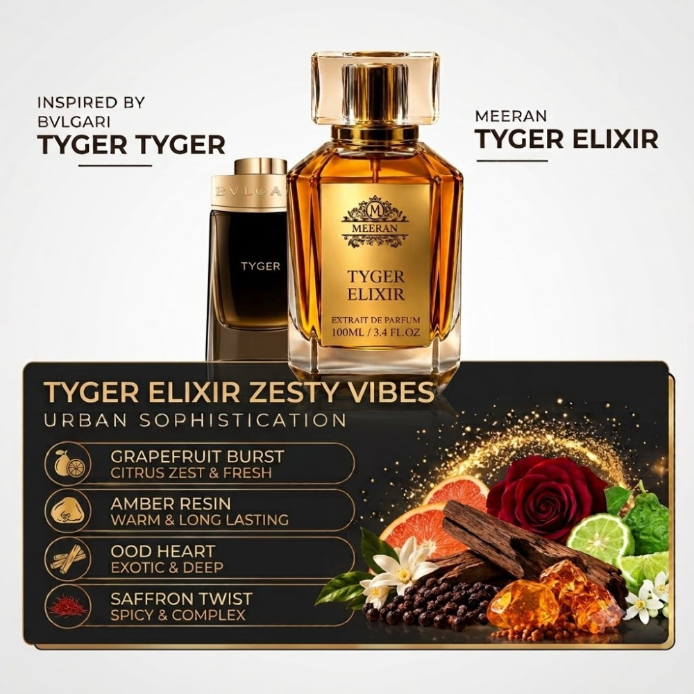 Meeran TYGER ELIXIR Extrait De Parfum – Bold, Long Lasting Luxury Fragrance