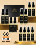 Discover 12 premium unisex fragrances in the Meeran Discovery Set — a 12-pack of 8ml